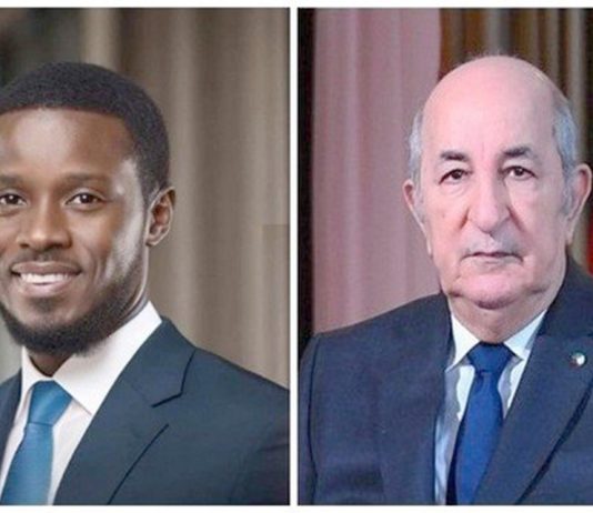 Présidence de la République – Le président Tebboune félicite le président élu du Sénégal M. Bassirou Diomaye