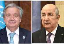 1er novembre – Le président Tebboune reçoit un message du SG de l’ONU